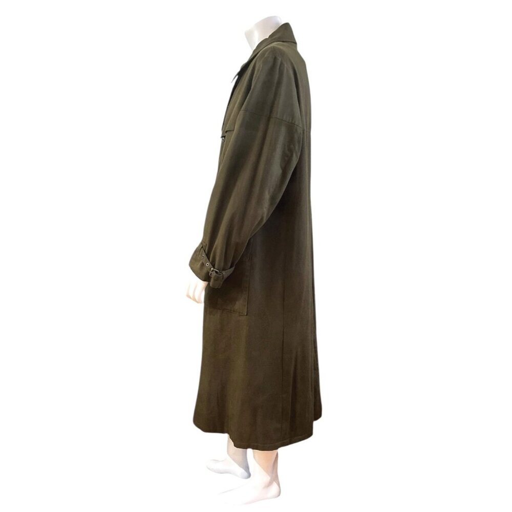 Vintage Holland & Holland Trench Coat XXL Made in France Olive Drab Wool Lined - Picture 4 of 16